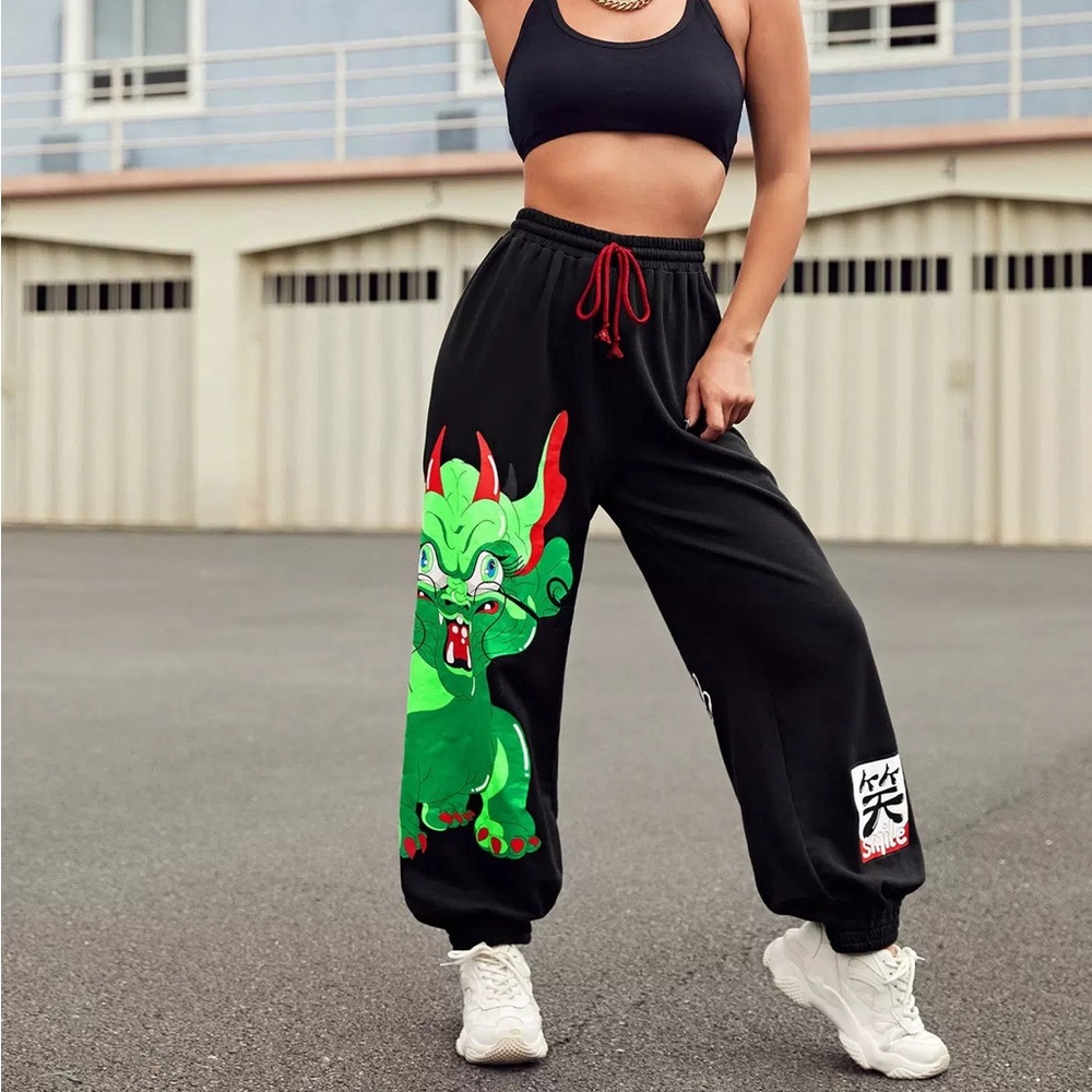 Stylish Black Graphic Joggers